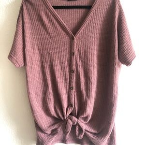 Comfy Tie-front Knit Blouse M